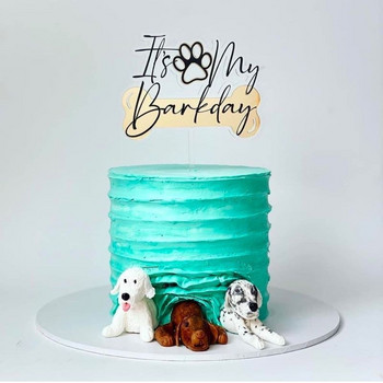 Нови акрилни топери за торта за рожден ден за домашни любимци It`s My Barkday Bone Paw Print Направи си сам топери за торта за украса на торта за рожден ден на куче