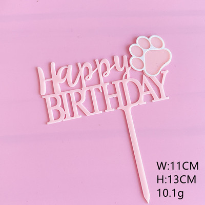 Uued lemmikloomade koerte akrüülist sünnipäevatordikatted It`s My Barkday Bone Paw Print Isetehtud koogikatted koerte sünnipäevapeo tordikaunistusteks