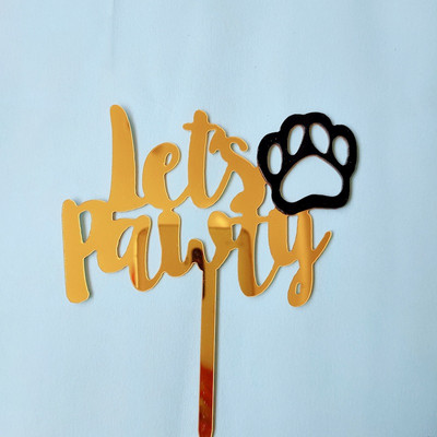 Uued lemmikloomade koerte akrüülist sünnipäevatordikatted It`s My Barkday Bone Paw Print Isetehtud koogikatted koerte sünnipäevapeo tordikaunistusteks
