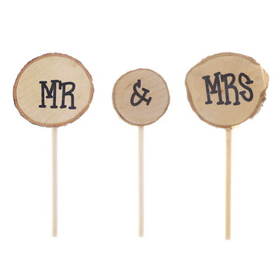 Cake Topper Vestuvės Ponios Wood Gimtadienis Medinis jubiliejus ir