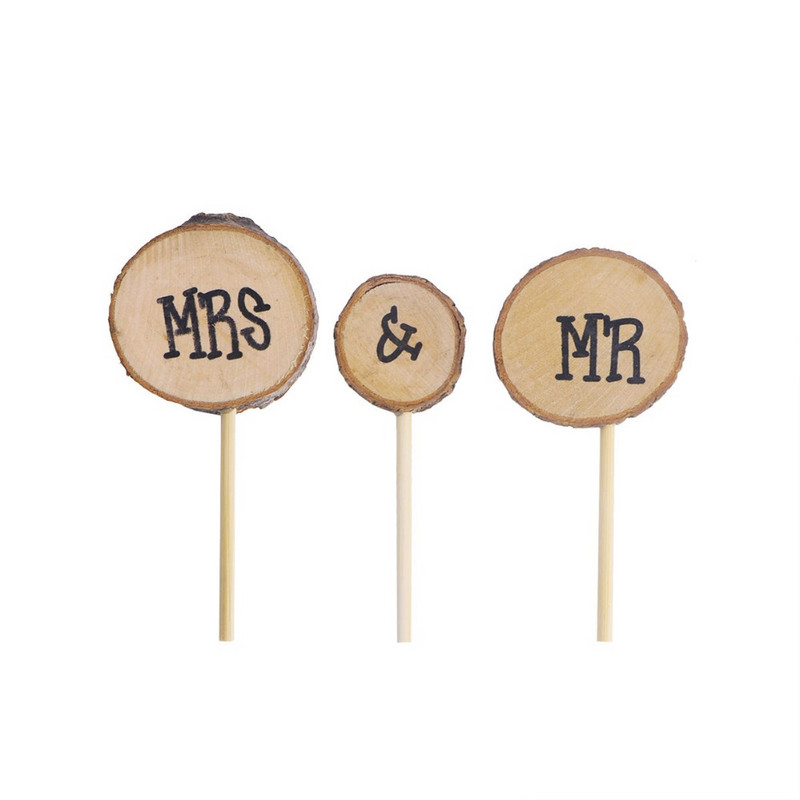 Cake Topper Vestuvės Ponios Wood Gimtadienis Medinis jubiliejus ir