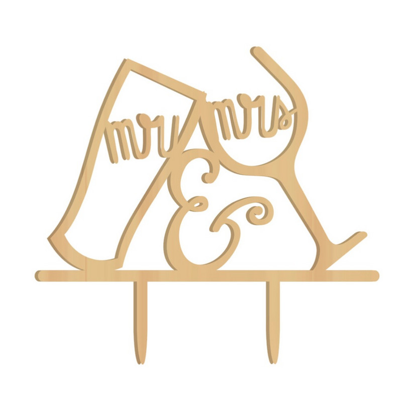 Cake Topper Vestuvės Ponios Wood Gimtadienis Medinis jubiliejus ir