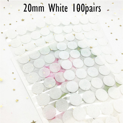 100 de perechi de bandă de fixare autoadeziva multicoloră, 20-25 mm, puncte de lipici puternice, autocolant cu cârlig și buclă, monede rotunde, negru, alb, bandă de nailon