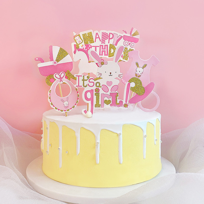 7 db babakocsi fiú lány cupcake topper Boldog születésnapi tortaválasztás az 1. születésnapra Nemek feltárása Baby Shower Party dekoráció