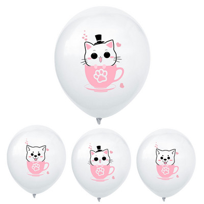 12-tolline 2,8g Edding Party Sünnipäev Lastele 1-aastaste kaunistus Uus armas lemmiklooma teetass Kass Koer Multikas trükitud lateksist õhupall