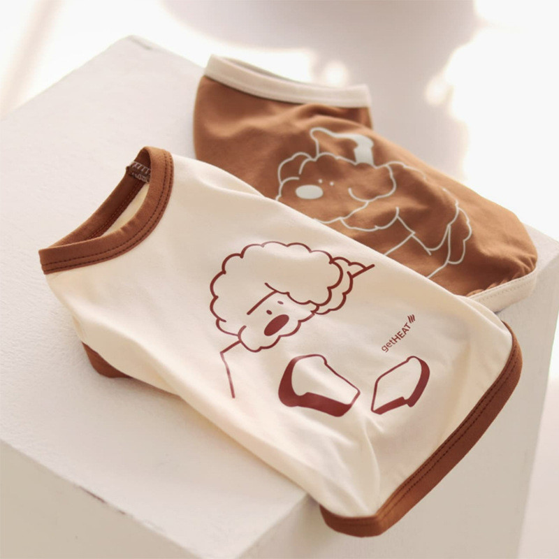 Döntetlen színű kölyökmellény légáteresztő vékony stílusú kétlábú ruhák kisállat nyári ruhák mackópulóver rajzfilm kutyapóló