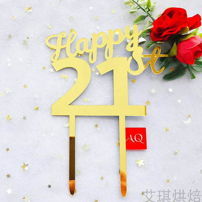 Number Cake Toppers Baby Shower Διακόσμηση γενεθλίων Γάμος Χρυσό Μαύρο 17/18/21/25-29/30/40/50/60/70/80 Διακόσμηση για τούρτες