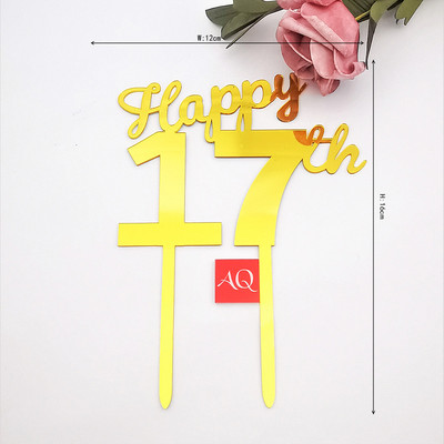 Number Cake Toppers Baby Shower Διακόσμηση γενεθλίων Γάμος Χρυσό Μαύρο 17/18/21/25-29/30/40/50/60/70/80 Διακόσμηση για τούρτες