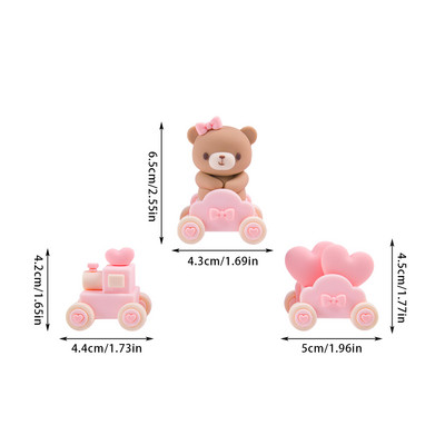 Rožinis mėlynas meškiuko pyragas su meškiuku, traukiniu, lėlės papuošimu, kūdikiui berniukui, mergaitei, 1-ojo gimtadienio keksiukais, meškiuko teminiu dekoru