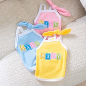 Macaron Color Drabužiai augintiniams šuniuko lanko kelnaitės nei lokio dviejų pėdų liemenė Vėsūs vasariniai drabužiai angliškai siuvinėti šunų drabužiai