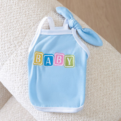 Macaron Color Drabužiai augintiniams šuniuko lanko kelnaitės nei lokio dviejų pėdų liemenė Vėsūs vasariniai drabužiai angliškai siuvinėti šunų drabužiai