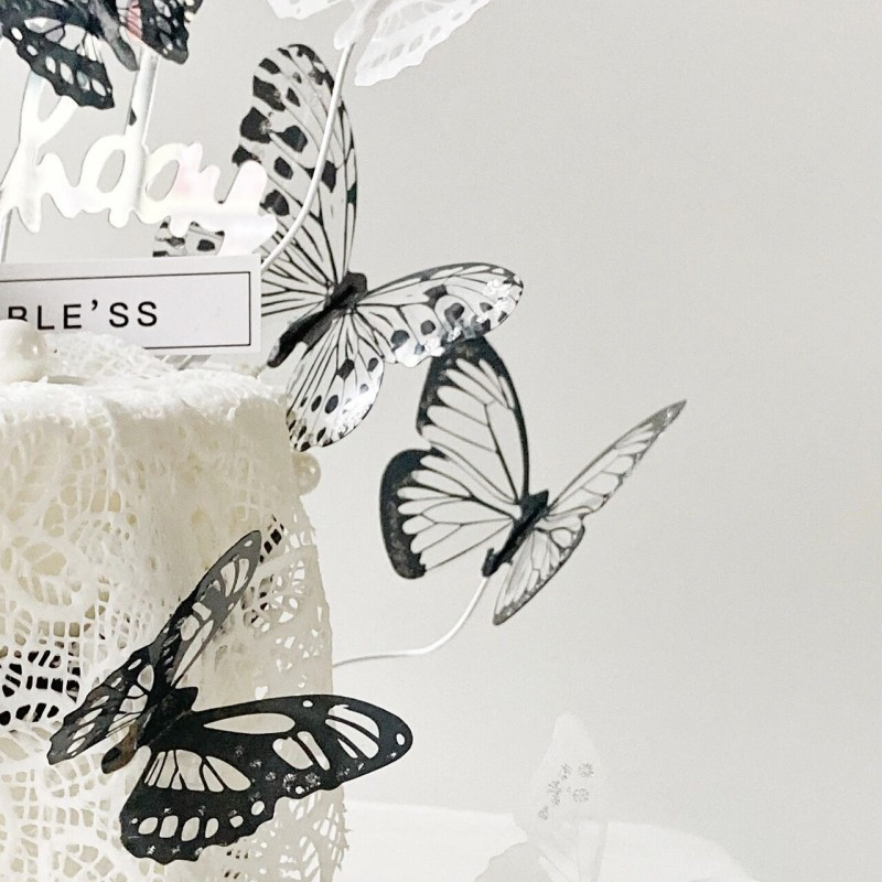 New Black butterfly Happy Birthday Cake Toppers Gold Fans Birthday Cake Topper for Kid Birthday Birthday Cake Decorations 2023