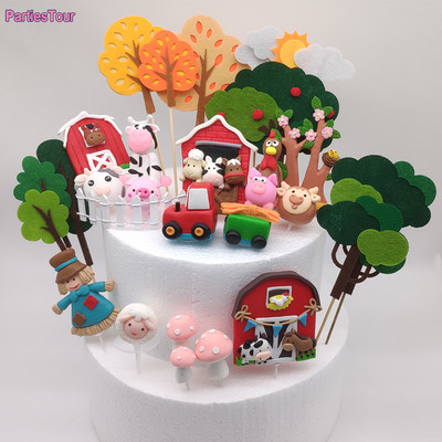 Animale de fermă Cake Topper porc Vaca Animale de fermă Decorat tort Tort cu tematică Fermă Copii Fermă pentru petrecere de aniversare Favoruri