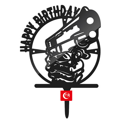 Menő motoros autó Boldog születésnapot tortafeltöltő INS Animals fekete akril tortafeltöltő gyerekeknek születésnapi tortadíszek