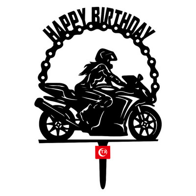 Menő motoros autó Boldog születésnapot tortafeltöltő INS Animals fekete akril tortafeltöltő gyerekeknek születésnapi tortadíszek