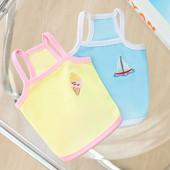 Sárga fagylaltos kutyaruhák aranyos hímzés kölyökkutya nadrágtartó nyári mellény mackó puha pulóver kisállat légáteresztő leggings