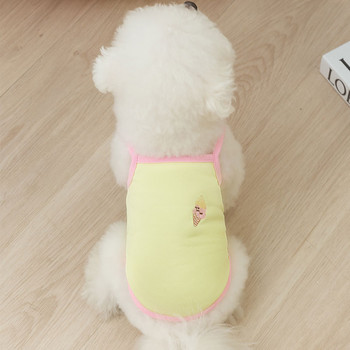 Κίτρινο παγωτό Ρούχα για σκύλους Χαριτωμένα κεντήματα κουτάβι Ζαρτιέρες καλοκαιρινό γιλέκο Teddy μαλακό πουλόβερ για κατοικίδια που αναπνέουν κολάν