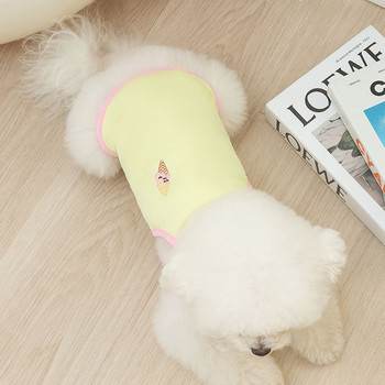 Κίτρινο παγωτό Ρούχα για σκύλους Χαριτωμένα κεντήματα κουτάβι Ζαρτιέρες καλοκαιρινό γιλέκο Teddy μαλακό πουλόβερ για κατοικίδια που αναπνέουν κολάν