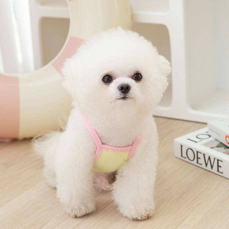 Sárga fagylaltos kutyaruhák aranyos hímzés kölyökkutya nadrágtartó nyári mellény mackó puha pulóver kisállat légáteresztő leggings