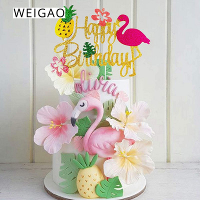 Tropical Flamingo Ananas La mulți ani Tort Topper Copii Baby Shower Ziua Nașterii Tort de nuntă Decorat Hawaii Rechizite pentru petreceri