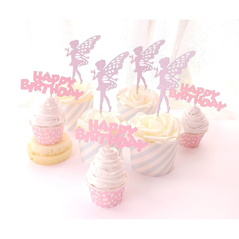 5db Rózsaszín táncoló lány Balerina Cupcake Toppers Hercegnős torta dekoráció Esküvői Baby Shower Születésnapi Party Díszek Ajándékok