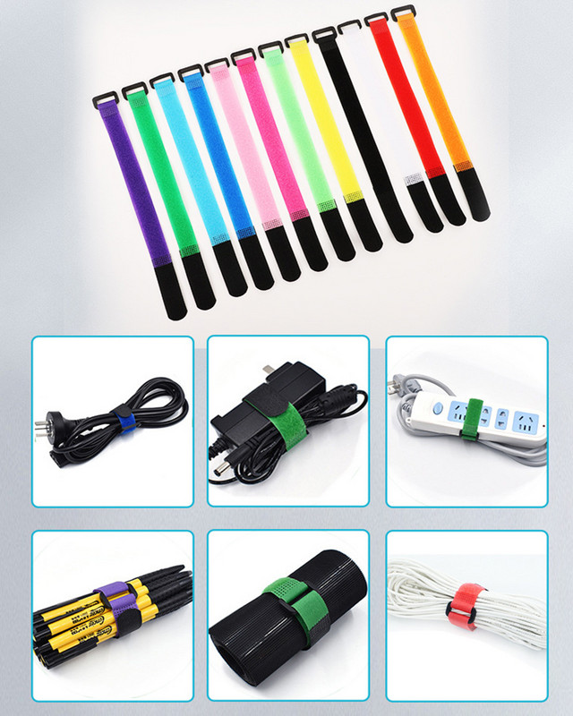 10 vnt 2,5 cm pločio nailono kabelių raiščiai Atvirkštinis sagties dirželis Daugkartinio naudojimo lipni juosta Tvirtinimo kablio kilpa Fiksuotas lipnus dirželis