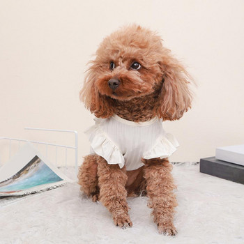 Γιλέκο σκύλου καλοκαιρινό πουκάμισο με παπιγιόν Ρούχα καθημερινά με βολάν μανίκι στρογγυλή λαιμόκοψη Λεπτό άνετο κατοικίδιο σκύλο