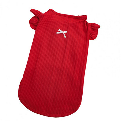 Vestă pentru câini, pisică, cămașă cu fundă de vară, haine, îmbrăcăminte zilnică, mâneci cu volan, gât rotund, subțire, confortabil, pentru animale de companie, câine