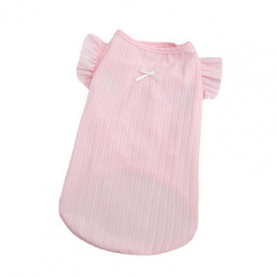 Vestă pentru câini, pisică, cămașă cu fundă de vară, haine, îmbrăcăminte zilnică, mâneci cu volan, gât rotund, subțire, confortabil, pentru animale de companie, câine