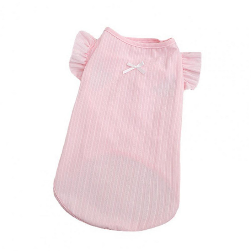 Vestă pentru câini, pisică, cămașă cu fundă de vară, haine, îmbrăcăminte zilnică, mâneci cu volan, gât rotund, subțire, confortabil, pentru animale de companie, câine