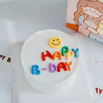 Цветно писмо за честит рожден ден в корейски стил Мека дъвка Декорация на торта Сладкоцветна горна част за торта Детски партита