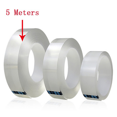 1/2/3/5M nanoteip, läbipaistev jälgedeta, korduvkasutatav kahepoolne kleeplint veekindel jäljevaba teip Puhastav kodune nanoteip