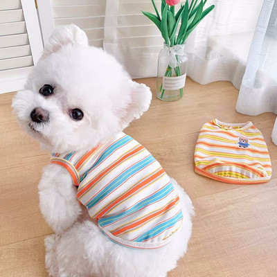 Karu tikandid Lemmiklooma vest Triibuline lemmiklooma koer Riided T-särk Riietus Suvised koerad Lemmikloomavestid Tüdruk Mops Lemmikloom Vest York Teddy Bulldog