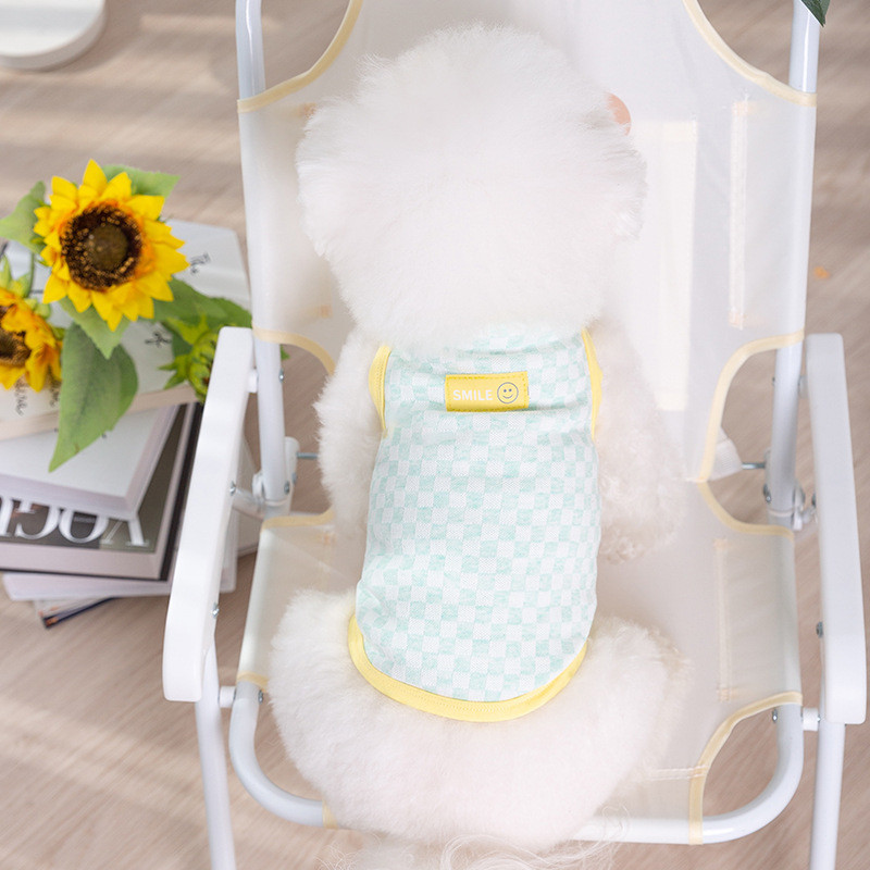 Kontrastingas šachmatų lentelės raštas Naminių gyvūnėlių liemenė Šuo Pavasario Vasaros Drabužiai Maži Šunų Bišonai Meškiukai Drabužiai Mažų Kačių Drabužiai Naminiams gyvūnėliams