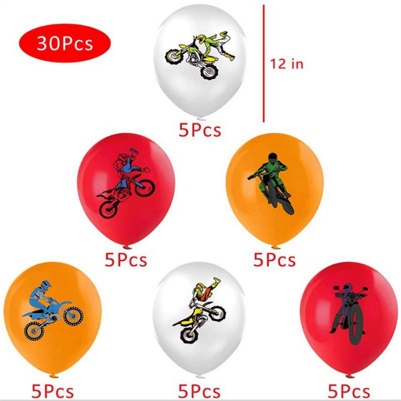 20 db-os születésnapi esküvői dekoráció, 12 hüvelykes latex motocross témájú parti léggömbkészlet