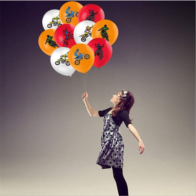 20 db-os születésnapi esküvői dekoráció, 12 hüvelykes latex motocross témájú parti léggömbkészlet
