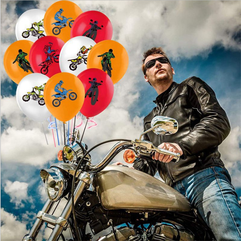 20 db-os születésnapi esküvői dekoráció, 12 hüvelykes latex motocross témájú parti léggömbkészlet