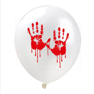 12 hüvelykes Halloween Latex léggömb Rendőrségi sziréna fej Koponya Ujjlenyomatok Vér Lábnyomok Horror Party dekoráció 10db/20db
