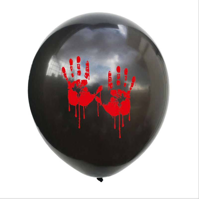 12 hüvelykes Halloween Latex léggömb Rendőrségi sziréna fej Koponya Ujjlenyomatok Vér Lábnyomok Horror Party dekoráció 10db/20db