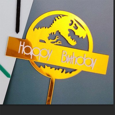 Naujas akrilinis dinozaurų gimtadienio torto užpilas Mieli gyvūnai Gimtadienio torto apmušalas, skirtas gimtadienio dinozaurų vakarėliui papuošti