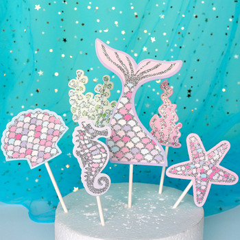 Парти за рожден ден Русалка Торфи за кексчета Опаковки Let\'s Be Mermaids Baby Shower Консумативи за рожден ден Декорации за торта