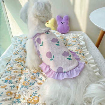 Μόδα γιλέκο Tulip Ρούχα για σκύλους τύπωμα Γλυκό για σκύλους Ρούχα γιλέκο γάτα Μικρό χαριτωμένο λεπτό καλοκαιρινό μαλακό πουκάμισο για κουτάβι σκύλου 강아지 옷