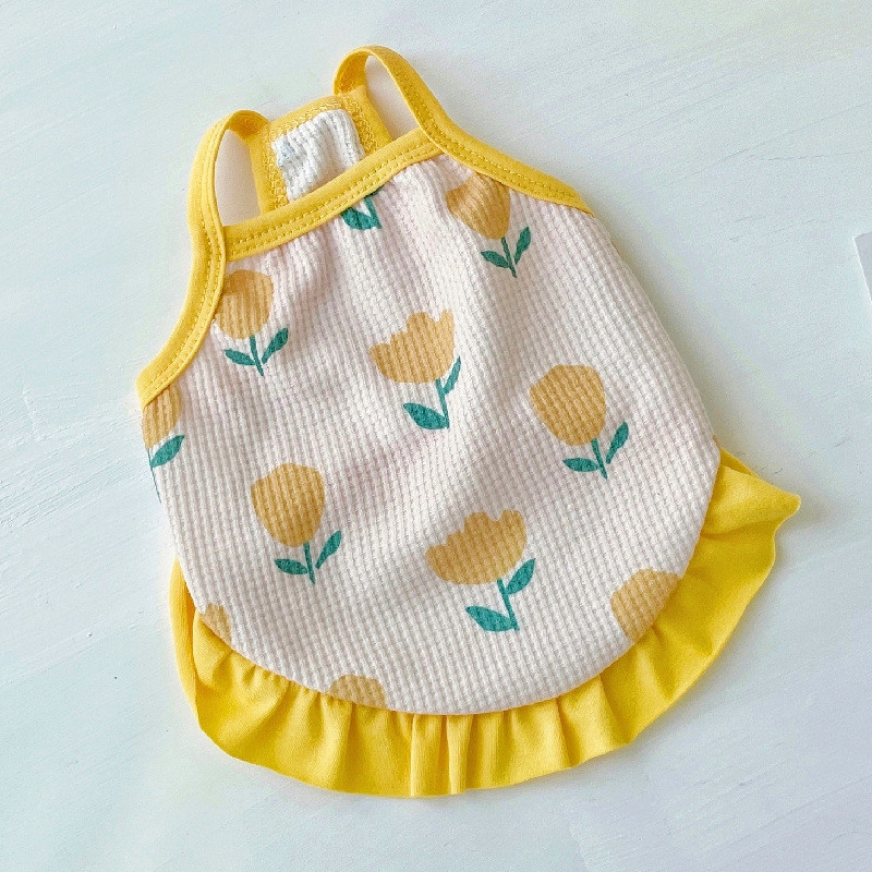 Divat Tulipán Mellény Kisállat Kutya Ruhák Nyomtatás Édes kutyáknak Ruházat Mellény Macska Kicsi Aranyos Vékony Nyári Puha Kölyökkutya ing 강아지 옷