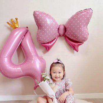 Baby 1st Birthday Party Crown Number Διακόσμηση με μπαλόνι με ήλιο Ροζ μπλε νούμερο 1 Επετειακή διακόσμηση με αλουμινόχαρτο γάτας