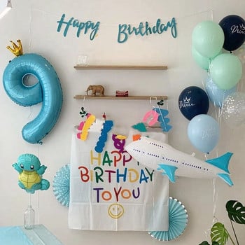 Baby 1st Birthday Party Crown Number Διακόσμηση με μπαλόνι με ήλιο Ροζ μπλε νούμερο 1 Επετειακή διακόσμηση με αλουμινόχαρτο γάτας