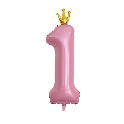 Decoratiune cu balon cu heliu pentru petrecerea de 1 aniversare a bebelușilor, cu numărul 1, coroană, cu balon din folie pentru pisici, pentru aniversare