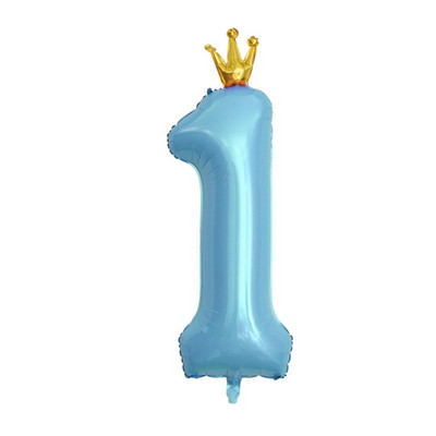 Decoratiune cu balon cu heliu pentru petrecerea de 1 aniversare a bebelușilor, cu numărul 1, coroană, cu balon din folie pentru pisici, pentru aniversare