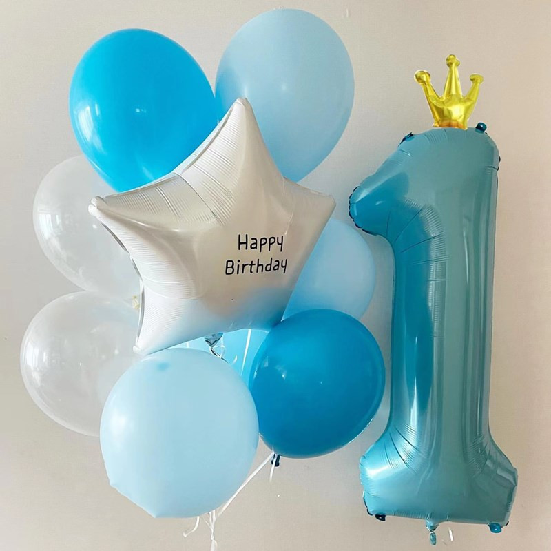 Decoratiune cu balon cu heliu pentru petrecerea de 1 aniversare a bebelușilor, cu numărul 1, coroană, cu balon din folie pentru pisici, pentru aniversare