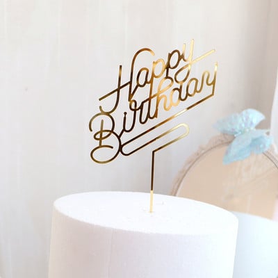 Topper pentru tort La mulți ani, auriu, acrilic, pentru partea de naștere a tortului pentru baby Shower, accesorii pentru petrecerea de aniversare, decorațiuni pentru tort