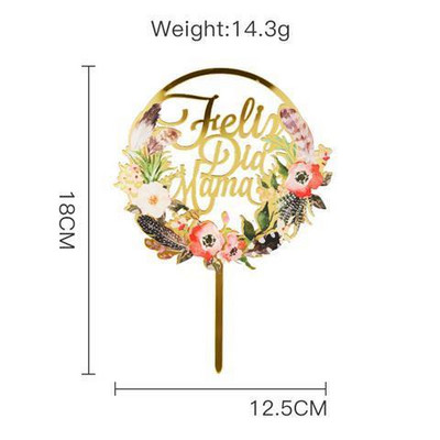 Topper pentru tort cu flori de culoare spaniolă, acrilic, falia dia mama, decorare pentru tort pentru petrecere, vă doresc la mulți ani